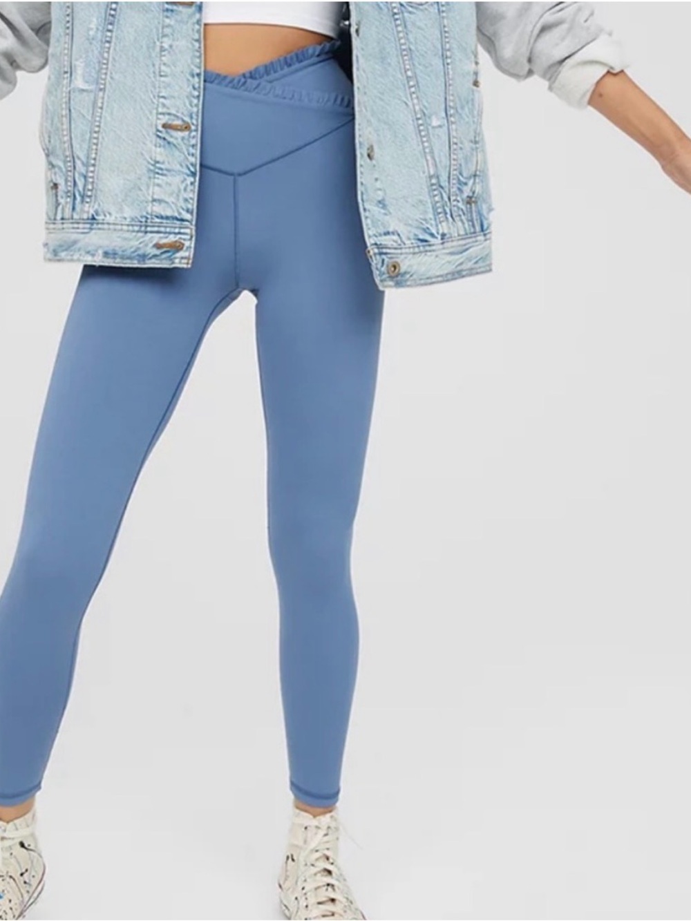 Aerie Offline ruffle bra and legging set size small - marble blue